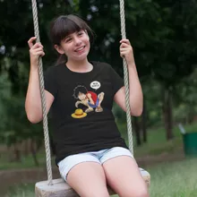 Ruffy Hak Versioni Mädchen Kinder T-Shirt “Ruffy Hak Versioni und Gollum” – Parodie auf One Piece