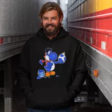 Blauer Yoshi Kapuzenpullover – Parodie auf Yoshi