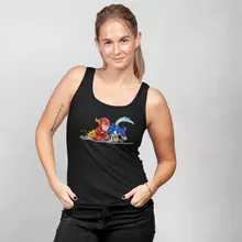 Camiseta Mujer sin mangas “Flash y Speedy Gonzales y Sonic y el Correcaminos” – Parodia de Flash