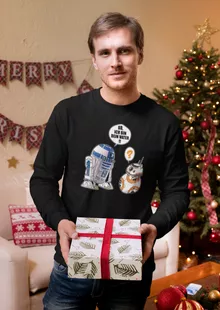 R2-D2 Langarm T-Shirt “R2-D2 und BB-8” – Parodie auf Star Wars