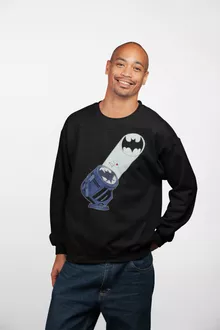 Pull Noir parodie Batman - Batman et son célèbre Bat-Signal - Bat Projecteur !! (Sweatshirt de qualité supérieure - imprimé en France)