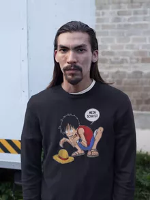 Ruffy Hak Versioni Pullover “Ruffy Hak Versioni und Gollum” – Parodie auf One Piece