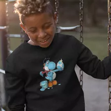 Felpa Bambino e ragazzo “Yoshi blu chiaro” – Parodia dei Yoshi