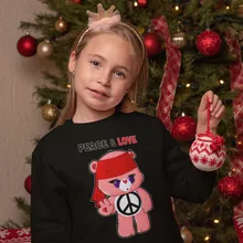 Kinder Pullover “Peace and Love” – Parodie auf Die Glücksbärchis