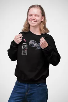 Tecknad SD Darth Vader Tröja “Tecknad SD Darth Vader och TIE Fighter Mini Drone” – Parodi Stjärnornas krig