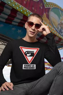 T-Shirt à manches longues Bill Ball « Cédez le passage ! » – Parodie Mario Kart