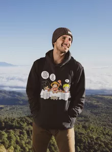 Sweat à capuche Luffy « La recette d'un bon shonen Manga (Super Deformed) » – Parodie Naruto