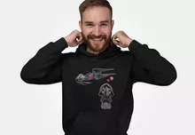 Cartoon SD Kylo Ren Kapshirt “Cartoon SD Kylo Ren en TIE Silence Mini Drone” – Star Wars parodie