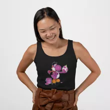 Damen T-shirt Tank top “Yoshi violett” – Parodie auf Yoshi