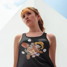 Ruffy Linne för kvinnor “Ruffy och Dhalsim” – Parodi One Piece