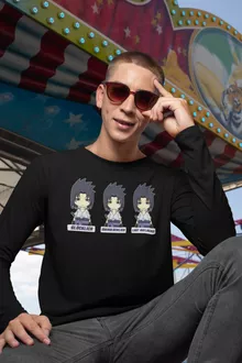 Sasuke Uchiwa Langarm T-Shirt – Parodie auf Naruto