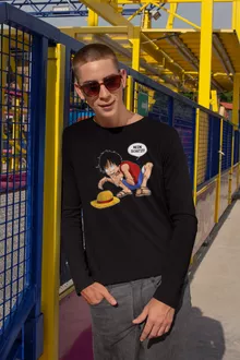 Ruffy Hak Versioni Langarm T-Shirt “Ruffy Hak Versioni und Gollum” – Parodie auf One Piece