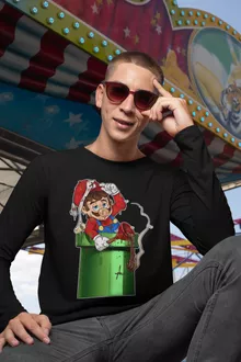 Maglietta a maniche lunge Mario – Parodia dei Super Mario