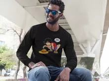 Ruffy Hak Versioni Langarm T-Shirt “Ruffy Hak Versioni und Gollum” – Parodie auf One Piece