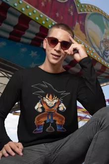 Son Goku Långärmad T-Shirts – Parodi Dragon Ball Z