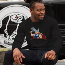 Thor Lustiges Schwarz Pullover - Thor (Thor Parodie signiert OKIWOKI - Hochwertiges Pullover - Ref : 498)