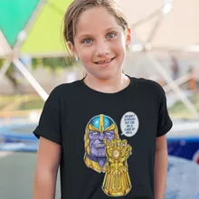 T-shirt Enfant Fille « Une menace (pas) très sérieuse... » – Parodie Thanos