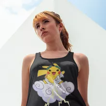 Camiseta Mujer sin mangas Pikachu “Pikachu y Zeus” – Parodia de Pokémon