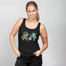 Capricorn Shura Damen T-shirt Tank top “Capricorn Shura and Dragon Shiryu” – Parodie auf Saint Seiya
