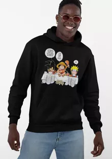 Sweat à capuche Luffy « La recette d'un bon shonen Manga (Super Deformed) » – Parodie Naruto
