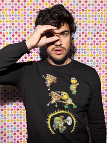 Michelangelo Sweater “Michelangelo, Koopa Troopa and a Pizza” – Super Mario parody