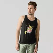 Débardeur Pikachu « Stop à la Maltraitance animale !! » – Parodie Pokémon