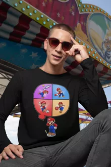 Maglietta a maniche lunge Mario “Mario e Wii Fit” – Parodia dei Super Mario