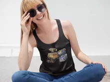 Wall-E Damen T-shirt Tank top “Wall-E, Grendizer und R2-D2” – Parodie auf Star Wars