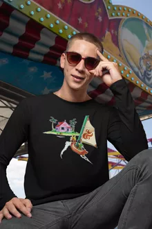 T-Shirts de manga comprida Link “Link e Casa do Kame” – Zelda de parodia