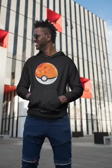 Das Pokeball Kapuzenpullover “Das Pokeball auf Pikachu” – Parodie auf Pokémon