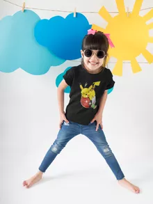 Pikachu Girls Kids T-shirt “Pikachu and Ash Ketchum” – Pokémon parody