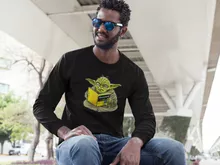 Yoda Langarm T-Shirt “Grammatik für Dummies” – Parodie auf Star Wars