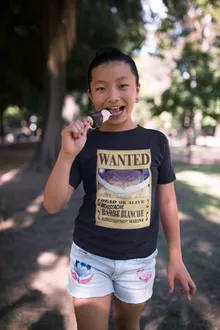 T-shirt Enfant Fille Edward Newgate « Le Wanted secret... » – Parodie One Piece