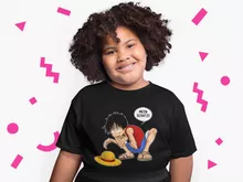 Ruffy Hak Versioni Mädchen Kinder T-Shirt “Ruffy Hak Versioni und Gollum” – Parodie auf One Piece
