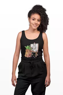 Eiichiro Yoda Vrouwen Tank Top “Eiichiro Yoda trekt Luffy ondersteboven.” – One Piece parodie