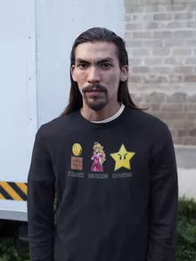 Pull Princesse Peach « Argent, Femmes et Pouvoir ! » – Parodie Super Mario