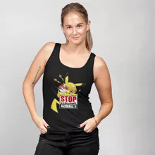Débardeur Femme Pikachu « Stop à la Maltraitance animale !! » – Parodie Pokémon