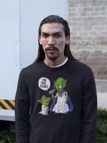 Yoda Pullover “Yoda von Star Wars und Gott von DBZ” – Parodie auf Star Wars
