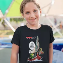 T-shirt Enfant Fille Link « Un elfe à la mer.... » – Parodie Zelda