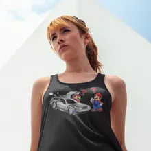 Mario Linne för kvinnor “Mario och Delorean” – Parodi Super Mario