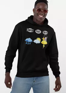 Sweat à capuche Sangoku « Météo Tokyo » – Parodie Pokémon