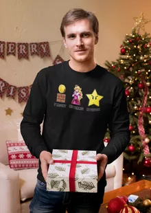 T-Shirt à manches longues Princesse Peach « Argent, Femmes et Pouvoir ! » – Parodie Super Mario
