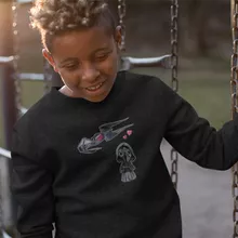 Felpa Bambino e ragazzo Caricatura SD “Caricatura SD di Kylo Ren e il suo TIE Silence Mini Drone” – Parodia dei Star Wars