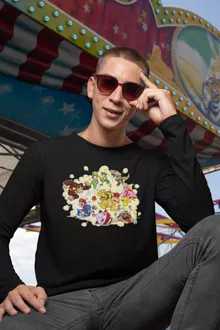 Mario Långärmad T-Shirts “Mario, Link, Fox, Bowser, Pikachu och Wario” – Parodi Super Smash Bros