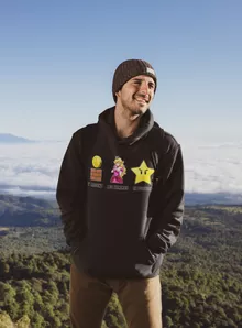 Sweat à capuche Princesse Peach « Argent, Femmes et Pouvoir ! » – Parodie Super Mario