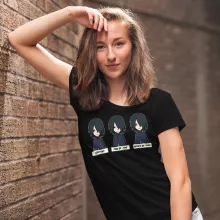 T-shirt Femme Sasuke Uchiwa « Toujours aussi expressif... » – Parodie Naruto