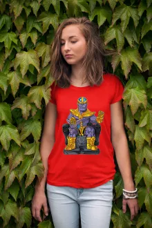 Thanos Damen T-shirt “Thanos von Avengers und Beerus von Dragon Ball Super” – Parodie auf Dragon Ball Super