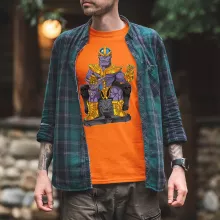 Camiseta de Hombre Naranja parodia de Dragon Ball Super - Thanos de Avengers y Beerus de Dragon Ball Super (T-shirt de primera calidad - impresa en Francia - Réf : 1041)