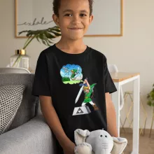 Maglietta per bambini e ragazzi Link “Link e Excalibur” – Parodia dei Zelda