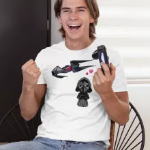 Maglietta Caricatura SD “Caricatura SD di Kylo Ren e il suo TIE Silence Mini Drone” – Parodia dei Star Wars